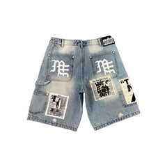 MIXED EMOTIONS MEN'S BLUE 'AI' DENIM CARPENTER SHORTS