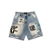 MIXED EMOTIONS MEN'S BLUE 'AI' DENIM CARPENTER SHORTS