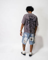 MIXED EMOTIONS MEN'S BLUE 'AI' DENIM CARPENTER SHORTS