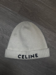 Celine Cream Black Beanie