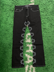 LOSTSHDWS Black Sun Logo & White Outline Jeans