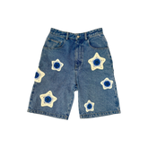 Arkyve 'White Star Crochet' Blue Jean Shorts