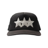 Chrome Hearts 'Leather 3 Star' Black & White Trucker Hat