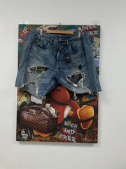 Saint Mxxxxxx Distressed Denim Shorts