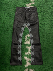 LOSTSHDWS Sun Logo Gray Leather Pants