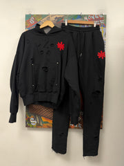 LostSHDWS Black Red Double Layer Sweatsuit