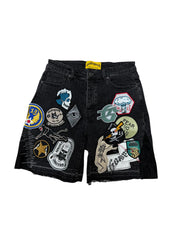 Godspeed Patchwork Black Denim Shorts