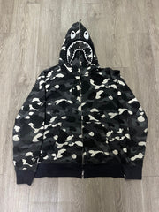 BAPE Black Cream GID Shark Zip Up Hoodie