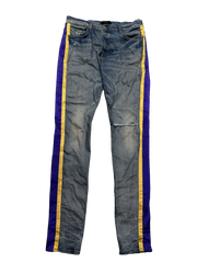 Amiri Stripe Light Wash, Purple & Yellow Jeans