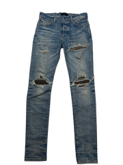Amiri MX1 Plaid Patch Light Wash Jeans