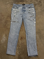 Amiri Jeans Light Wash Splatter Thrasher