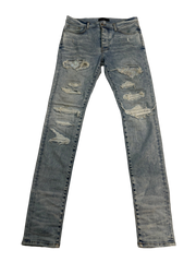 Amiri Swarovski Thrasher Patch Light Wash Jeans