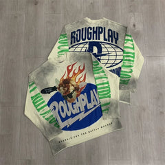 Roughplay Flaming Angel Graphic Heavyweight Long-Sleeve Tee - Vintage Sand/Blue