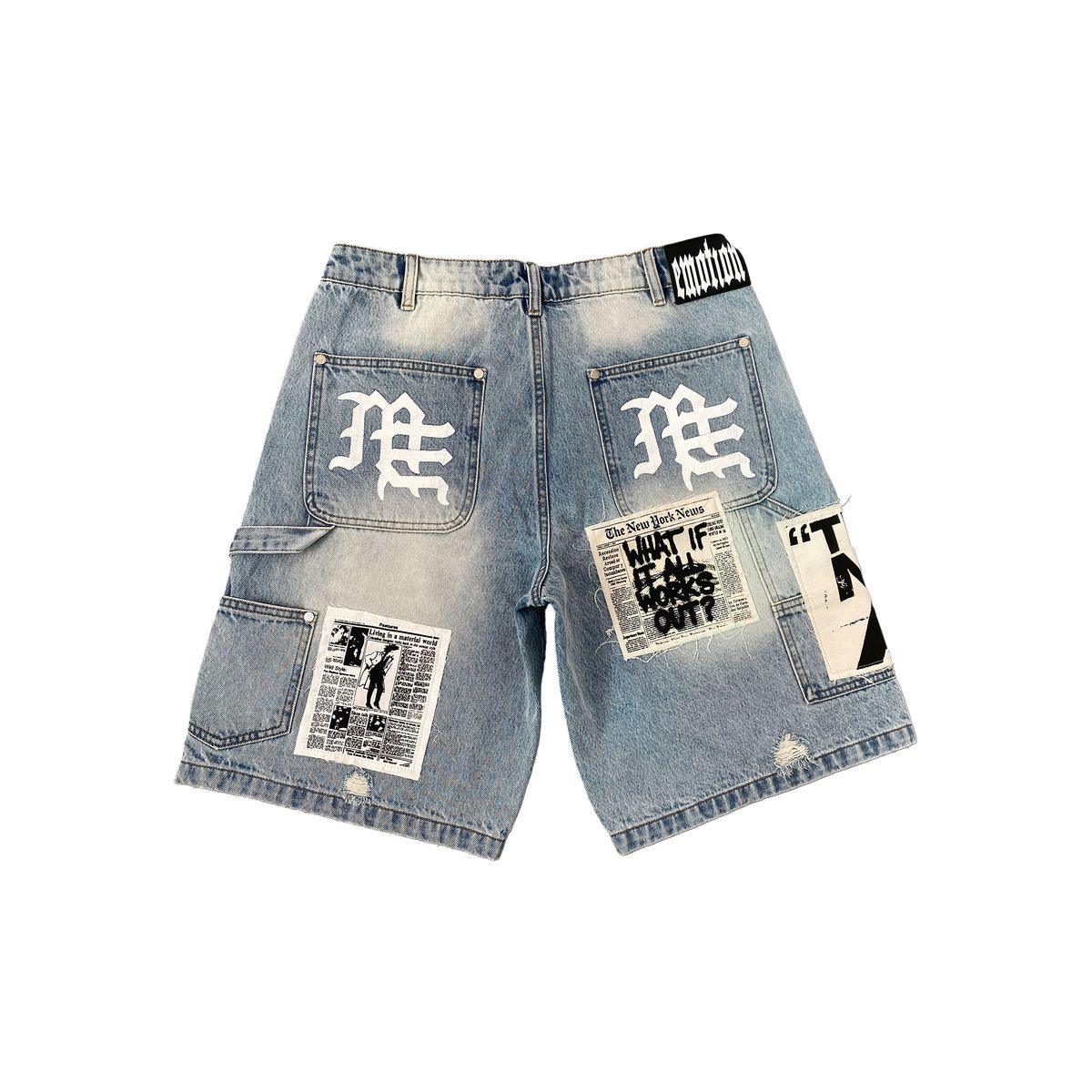 MIXED EMOTIONS MEN'S BLUE 'AI' DENIM CARPENTER SHORTS