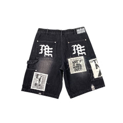 MIXED EMOTIONS MEN'S BLACK 'AI' DENIM CARPENTER SHORTS