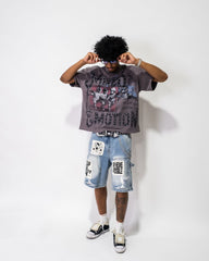 MIXED EMOTIONS MEN'S BLUE 'AI' DENIM CARPENTER SHORTS