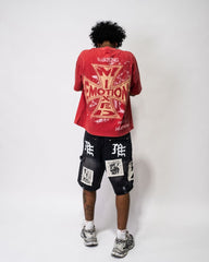 MIXED EMOTIONS MEN'S BLACK 'AI' DENIM CARPENTER SHORTS