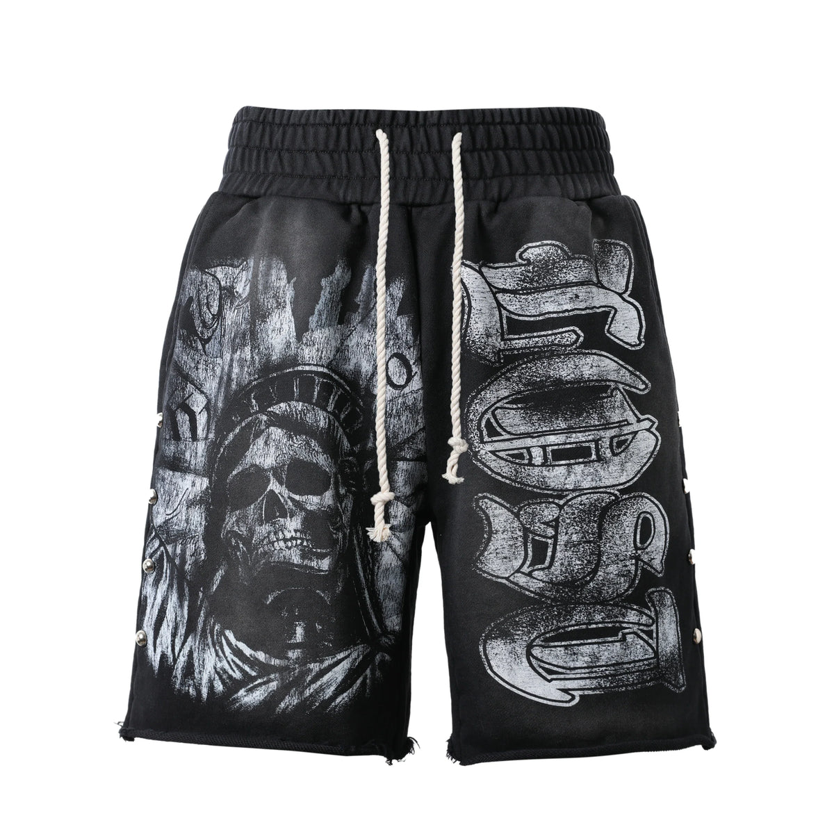 Lost Intricacy 'Liberty Grey Scale' Black & Grey Shorts