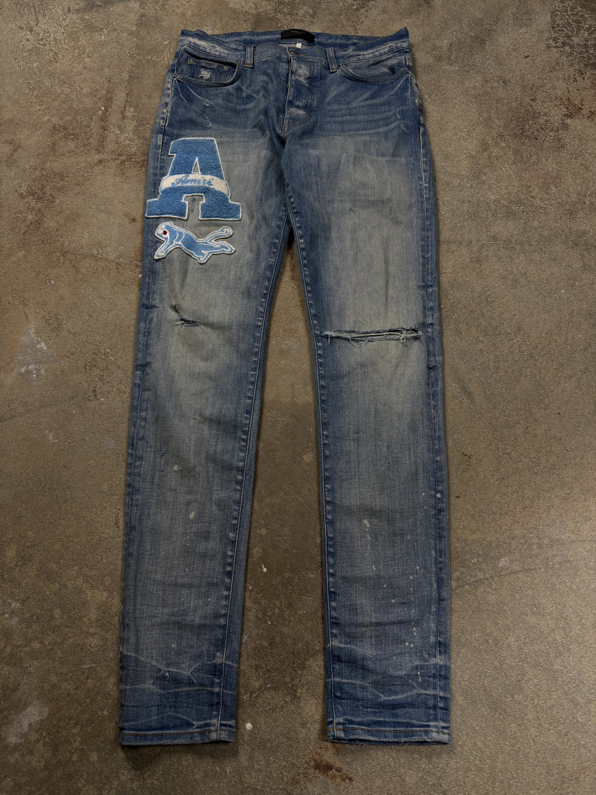 Amiri 'Baby Blue A Patch' Light Wash Jeans