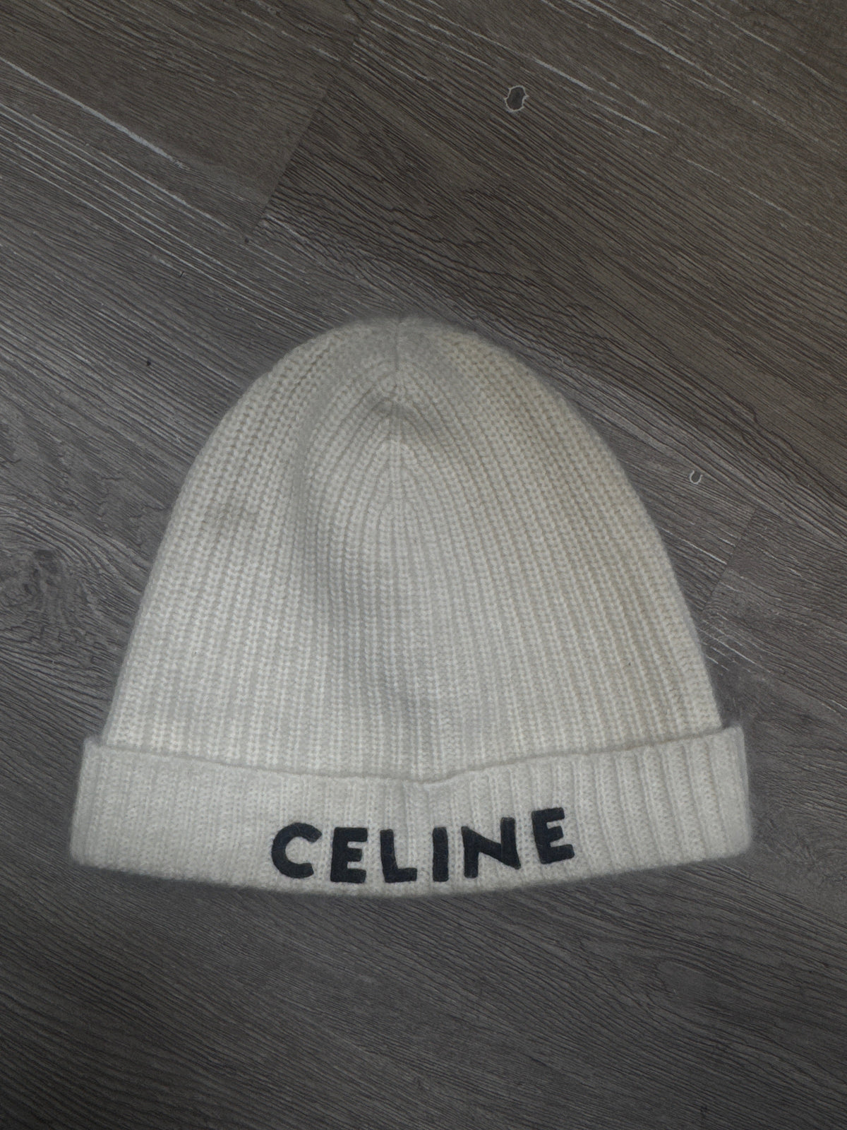 Celine Cream Black Beanie