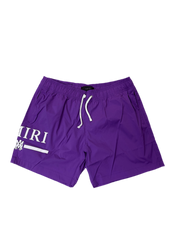 Amiri MA Bar Logo Purple Swim Trunks