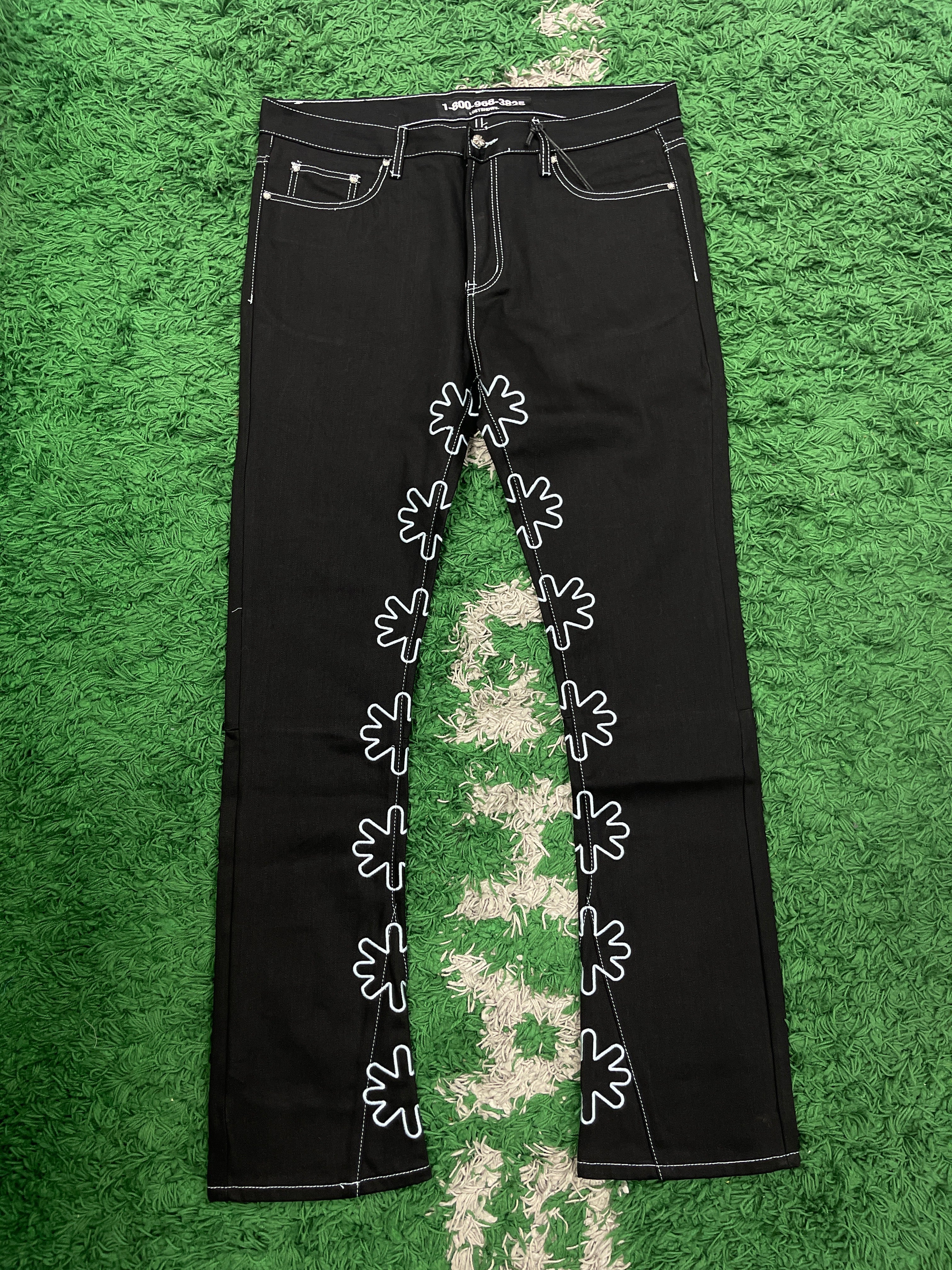 LOSTSHDWS Black Sun Logo & White Outline Jeans