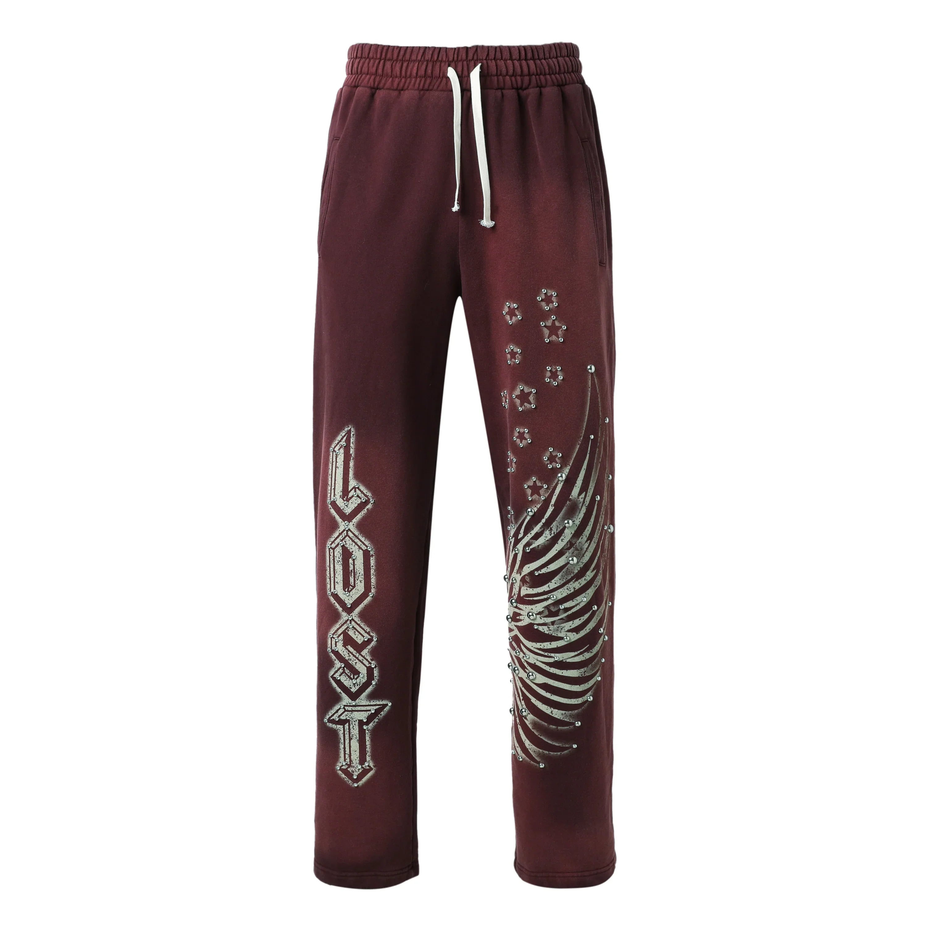 Lost Intricacy 'Fallen Angel' Burgundy Sweats