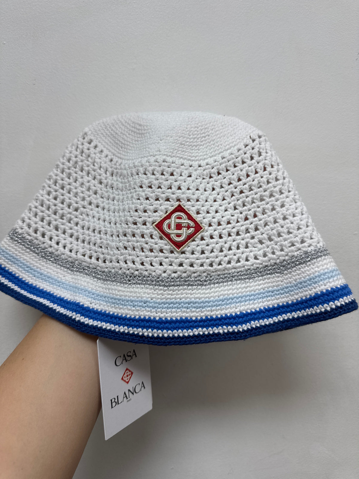 Casablanca Blue White Crochet Bucket
