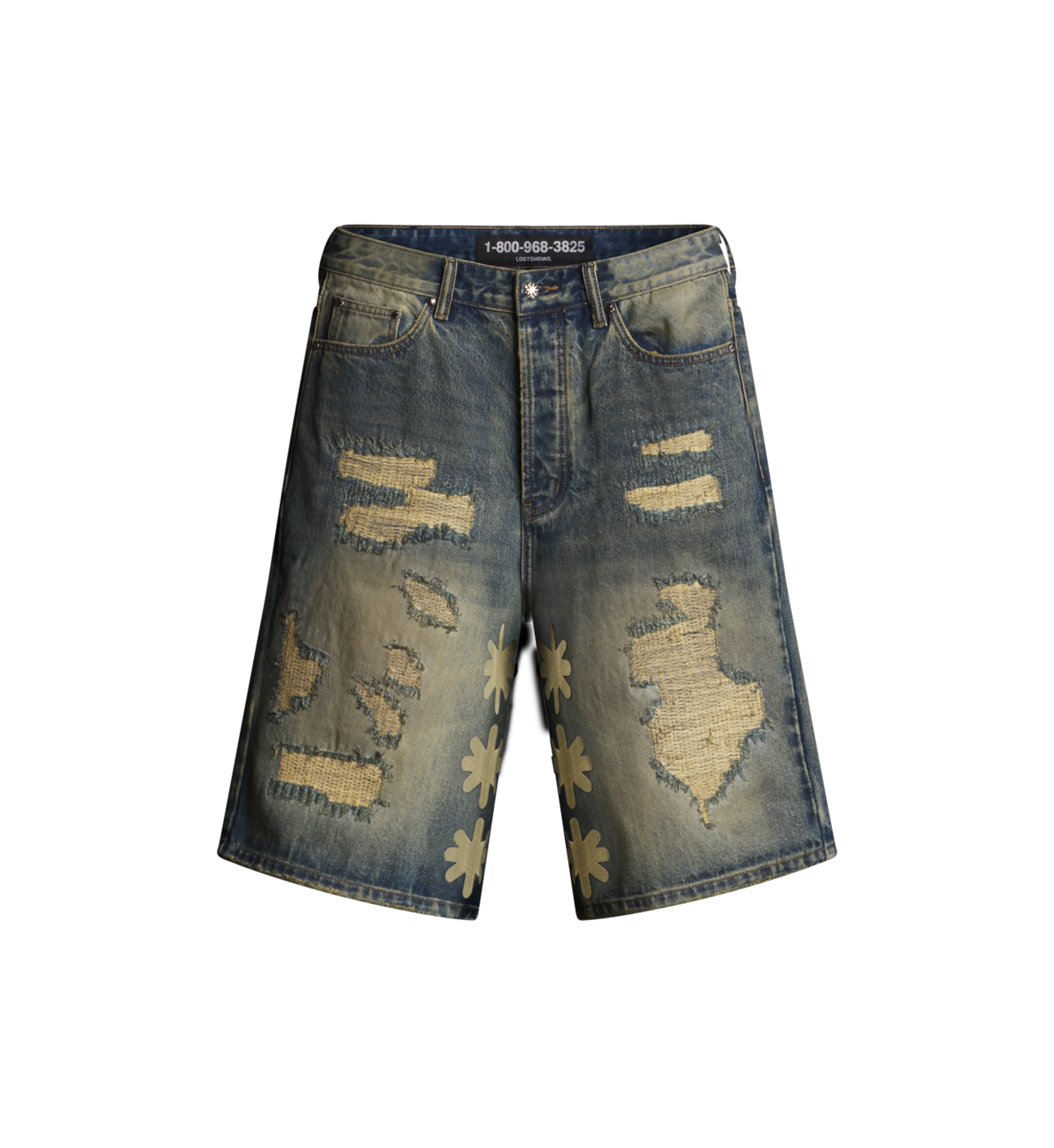 LOSTSHDWS DSTRY Denim Blue & Bone Shorts