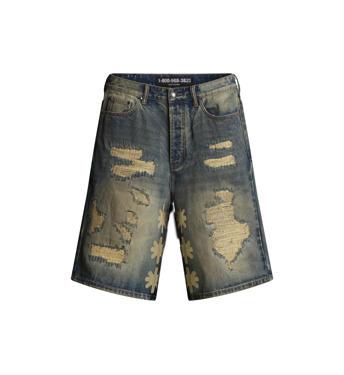 LOSTSHDWS DSTRY Denim Blue & Bone Shorts