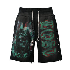 Lost Intricacy 'Liberty' Black & Green Shorts