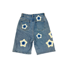 Arkyve 'White Star Crochet' Blue Jean Shorts