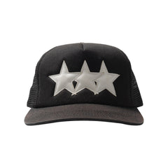 Chrome Hearts 'Leather 3 Star' Black & White Trucker Hat