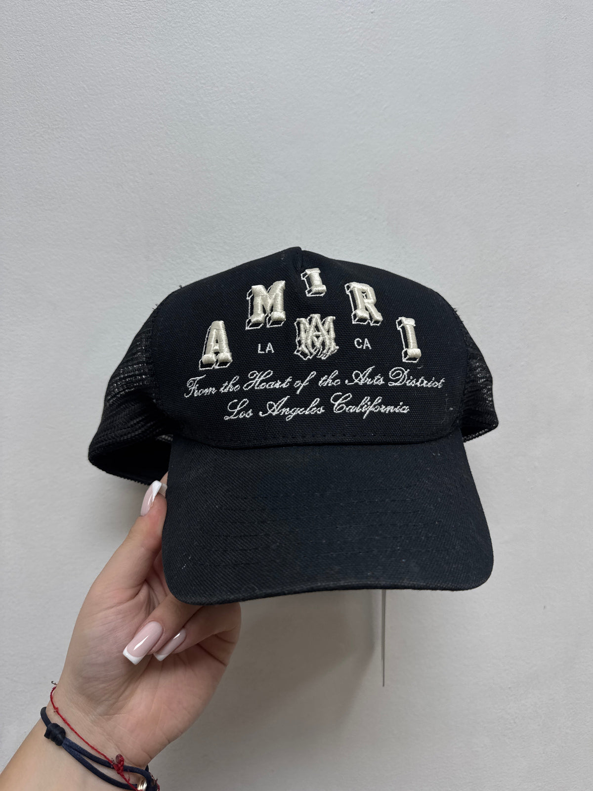 Amiri Black Cream Varsity Logo Hat