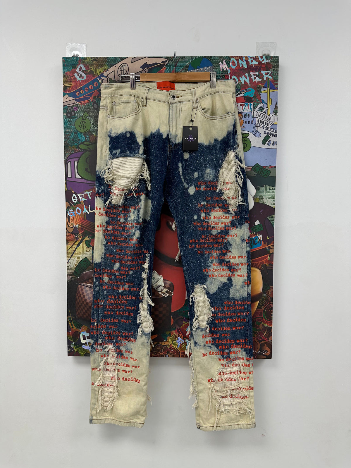 WDW Scripture Bleached All Over Jeans