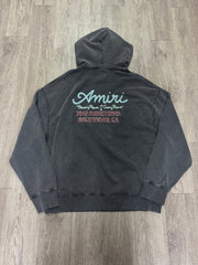 Amiri Grey Washed Neon Lights Rhinestone Hoodie