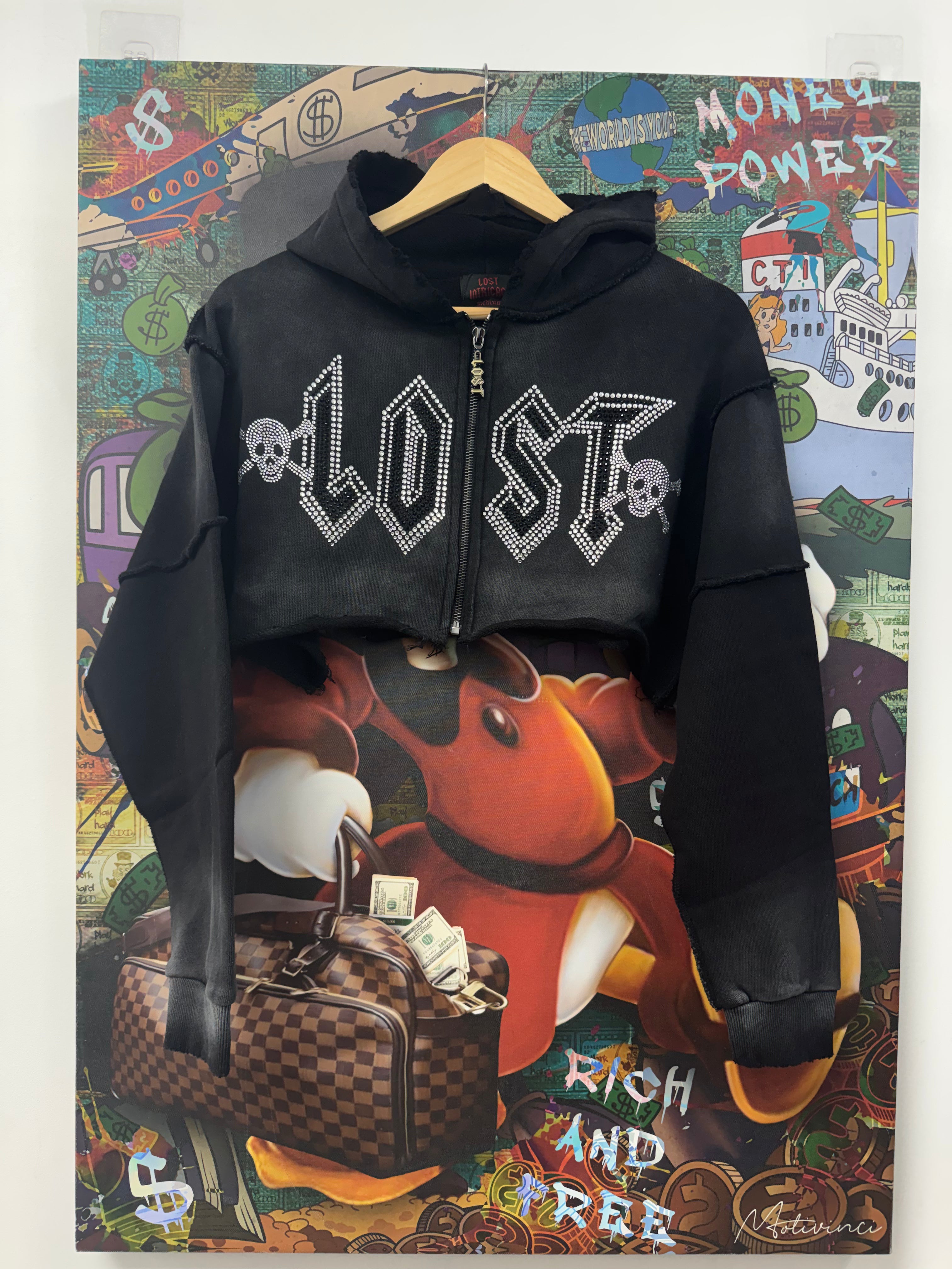 Lost Intricacy Black Black Faded Skull Hoodie