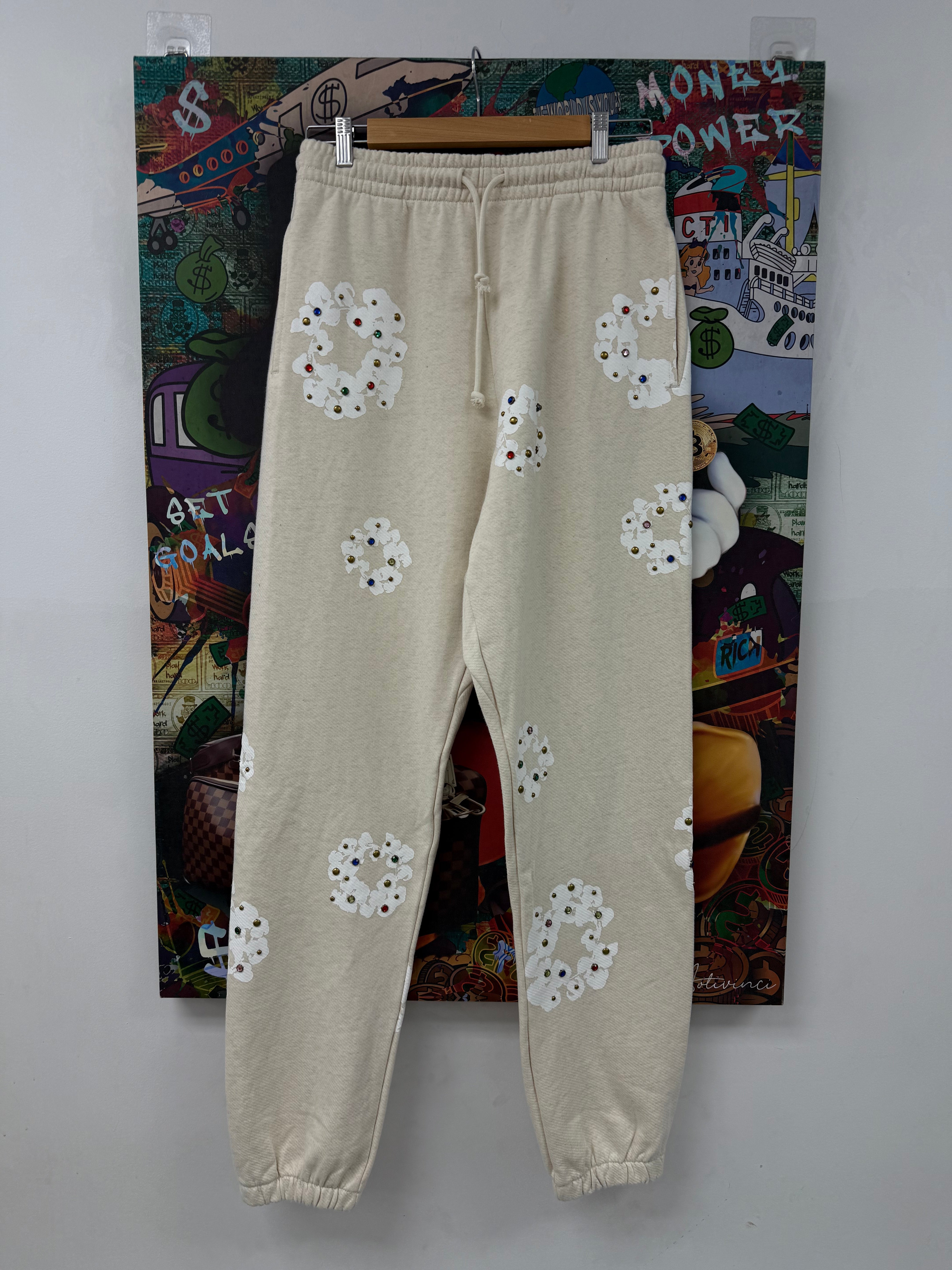 Denim Tears Rhinestone Sweats Cream New Large With Tags