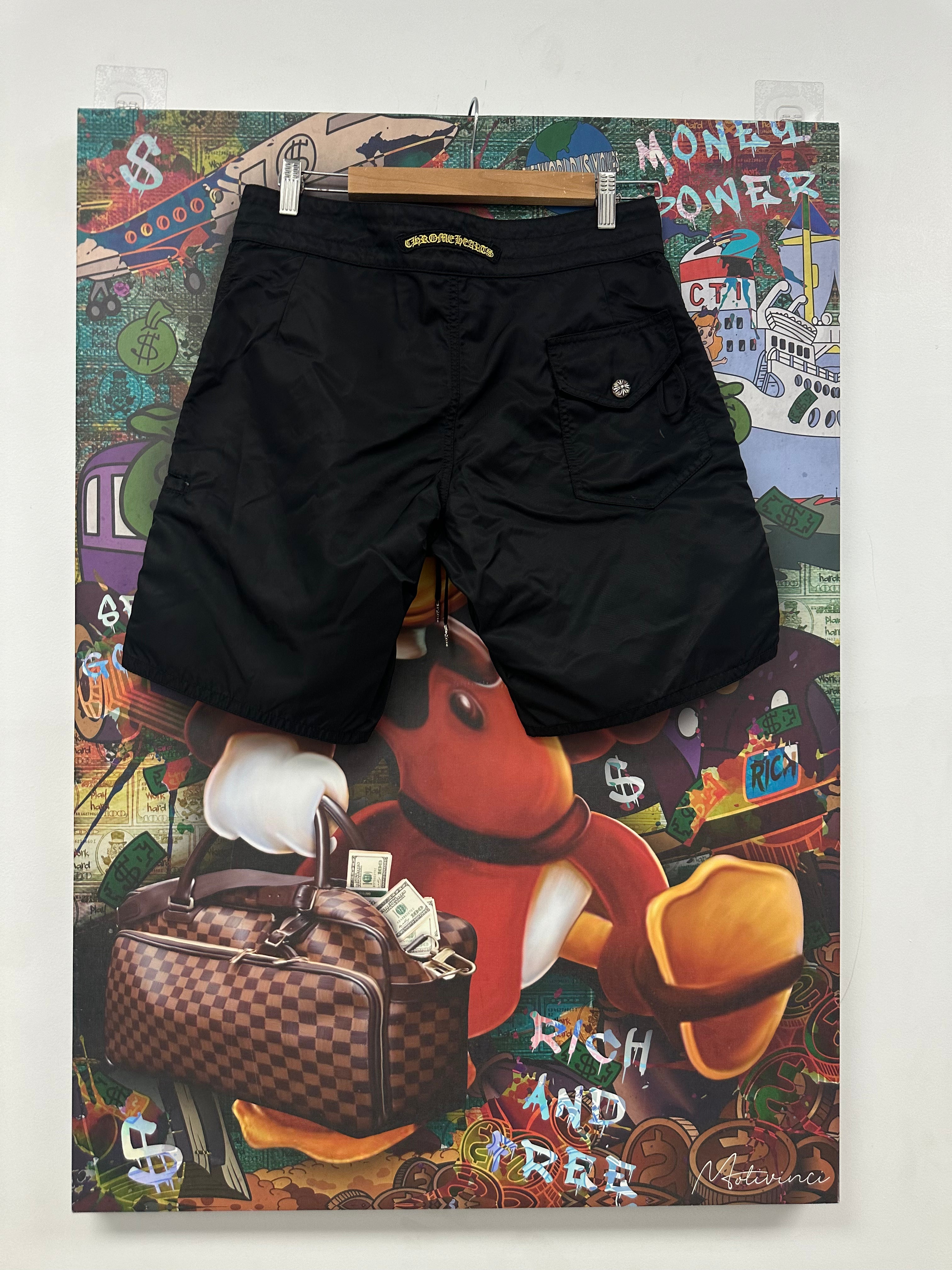 Chrome Hearts CH Hockey Black & Yellow Nylon Shorts