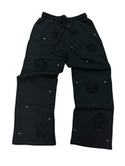Arkyve Phantom Patch Crochet Black Sweats