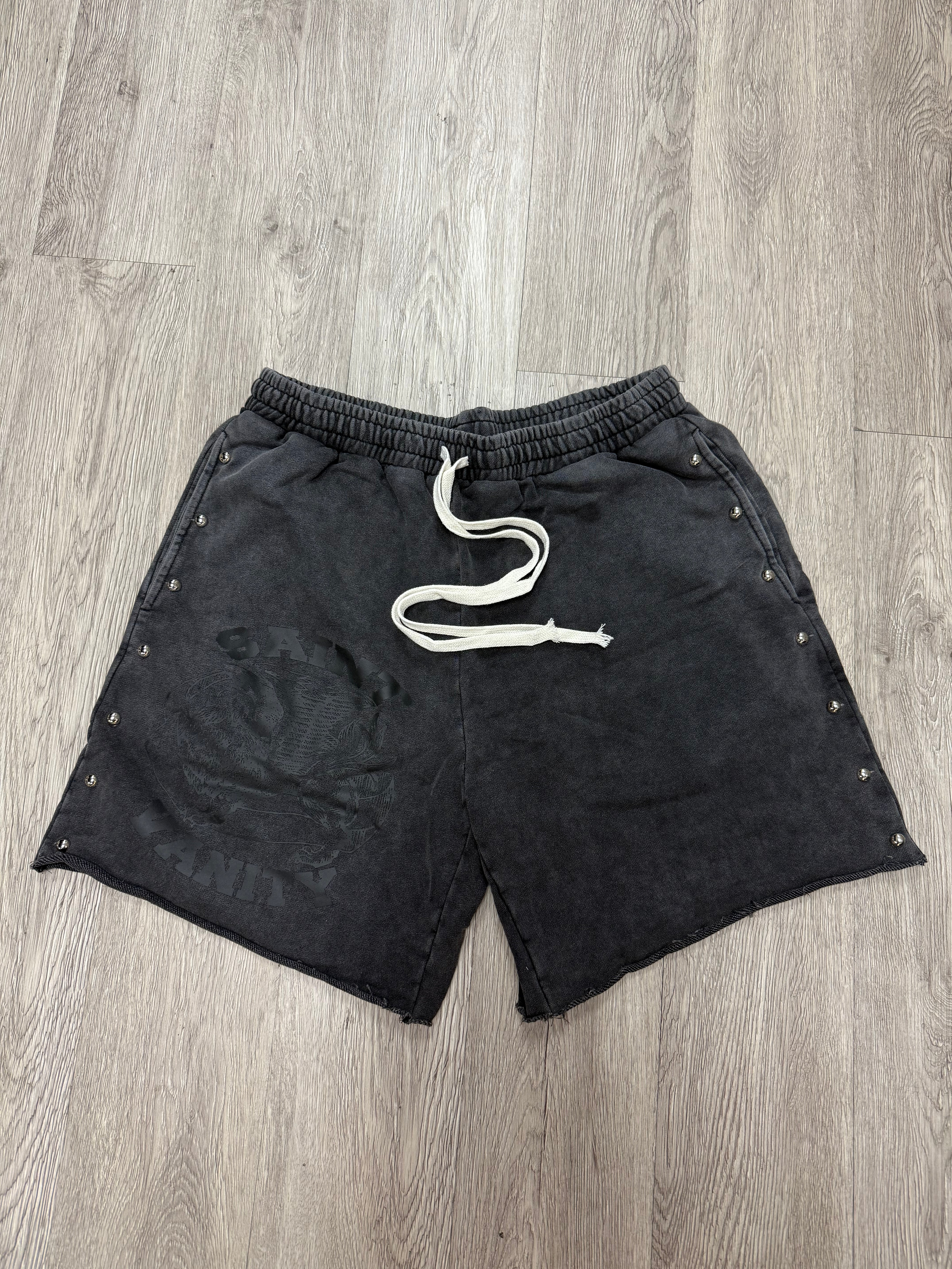 Saint Vanity Terry Cloth Black Studded Shorts