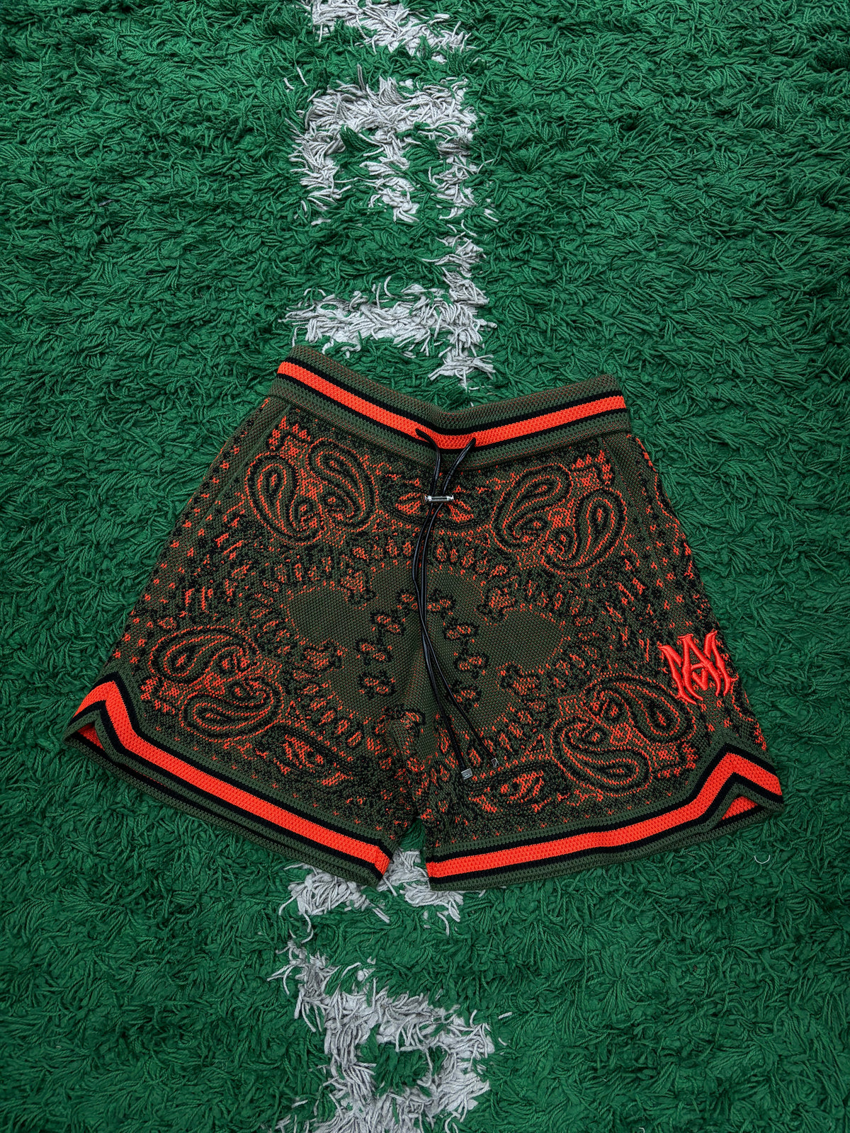 Amiri Shorts B-Ball Bandana Green Orange