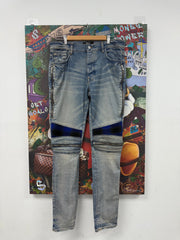 Amiri MX2 Plaid "Clay & Indigo" Patch Blue Jeans