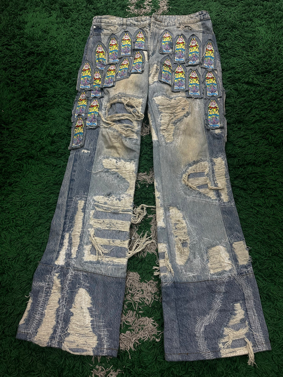 WDW Multi Patchwork Distressed Denim Jeans