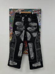 WDW Side Embroidery Black & Silver Jeans