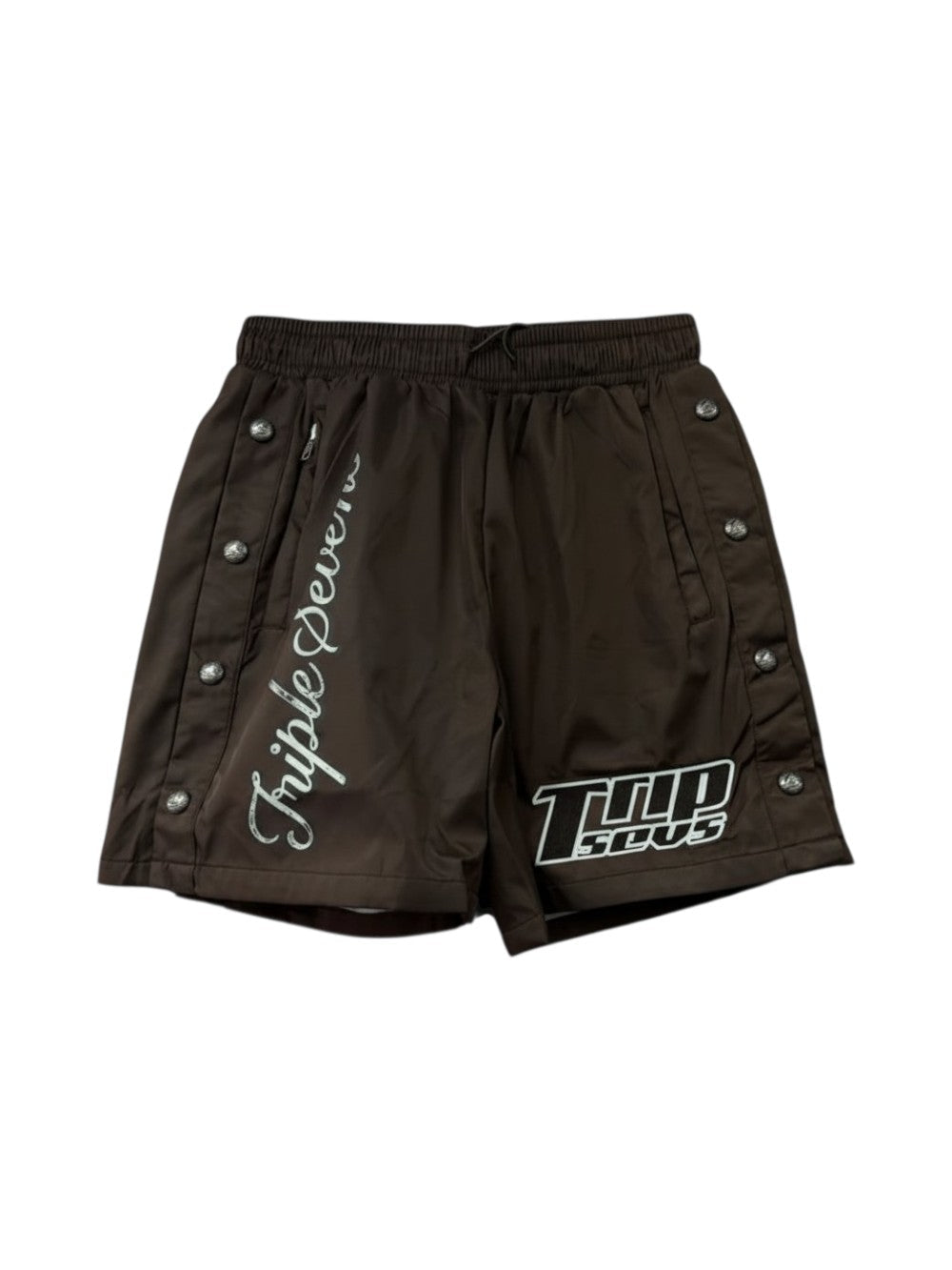 Triple Sevens 7 Nylon Brown Button Up Shorts