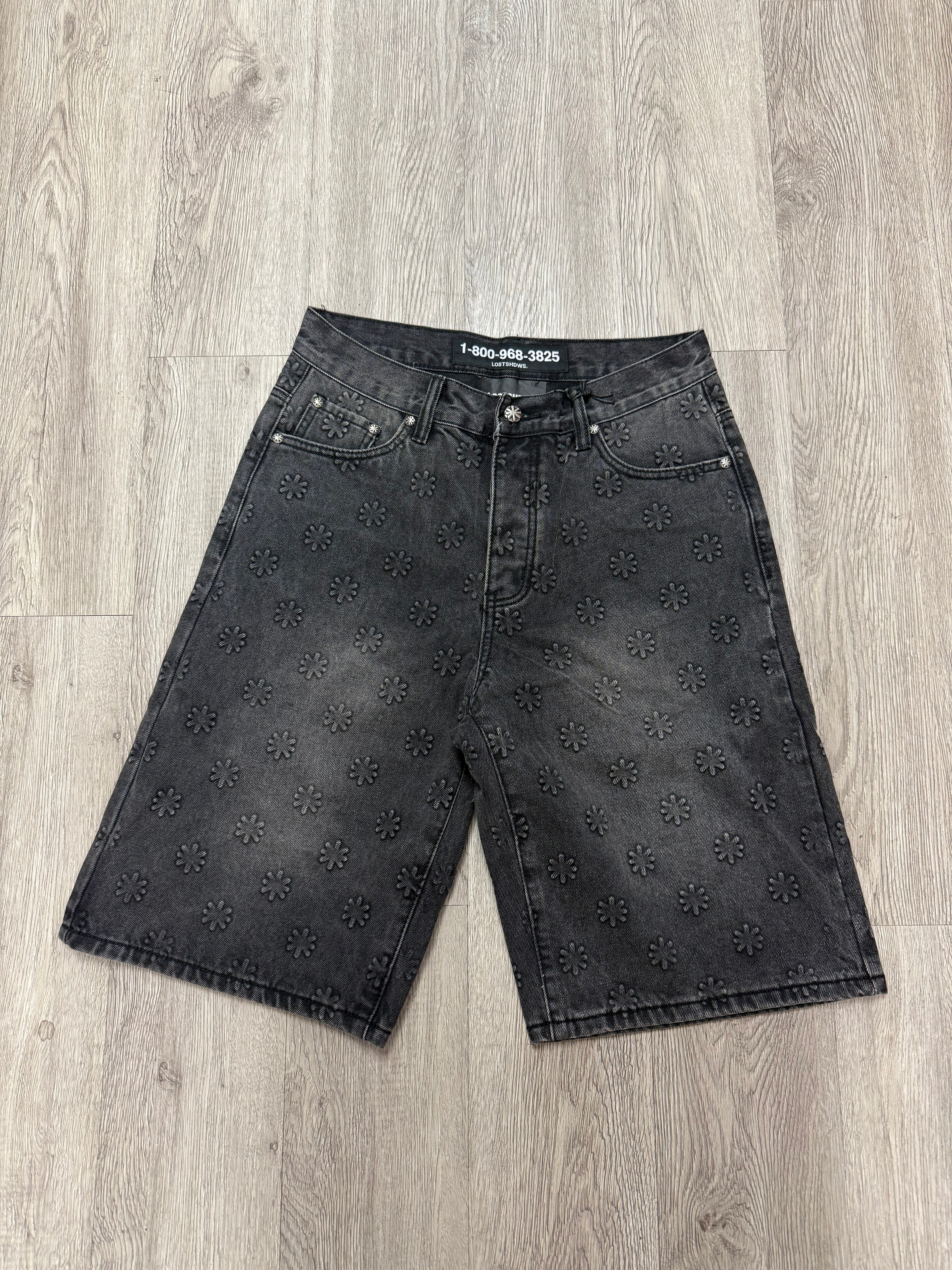 LOSTSHDWS Embossed Black Shorts