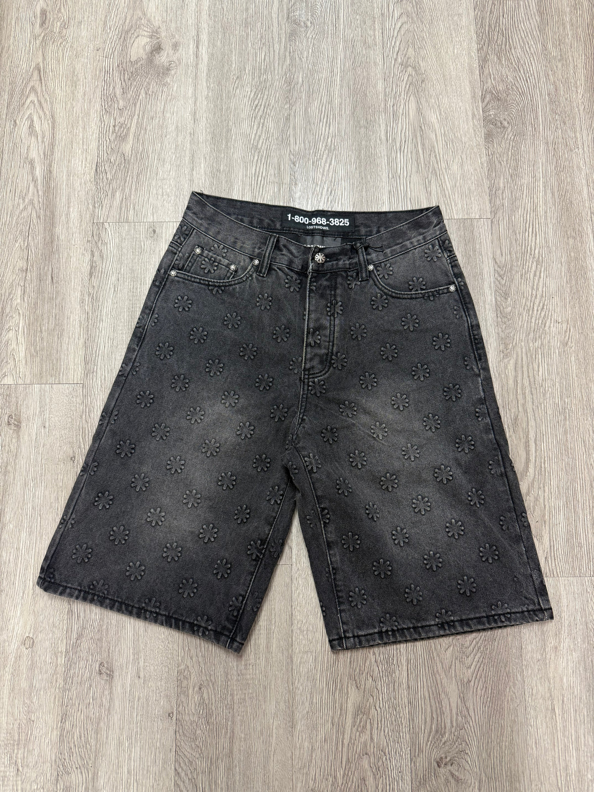 LOSTSHDWS Embossed Black Shorts