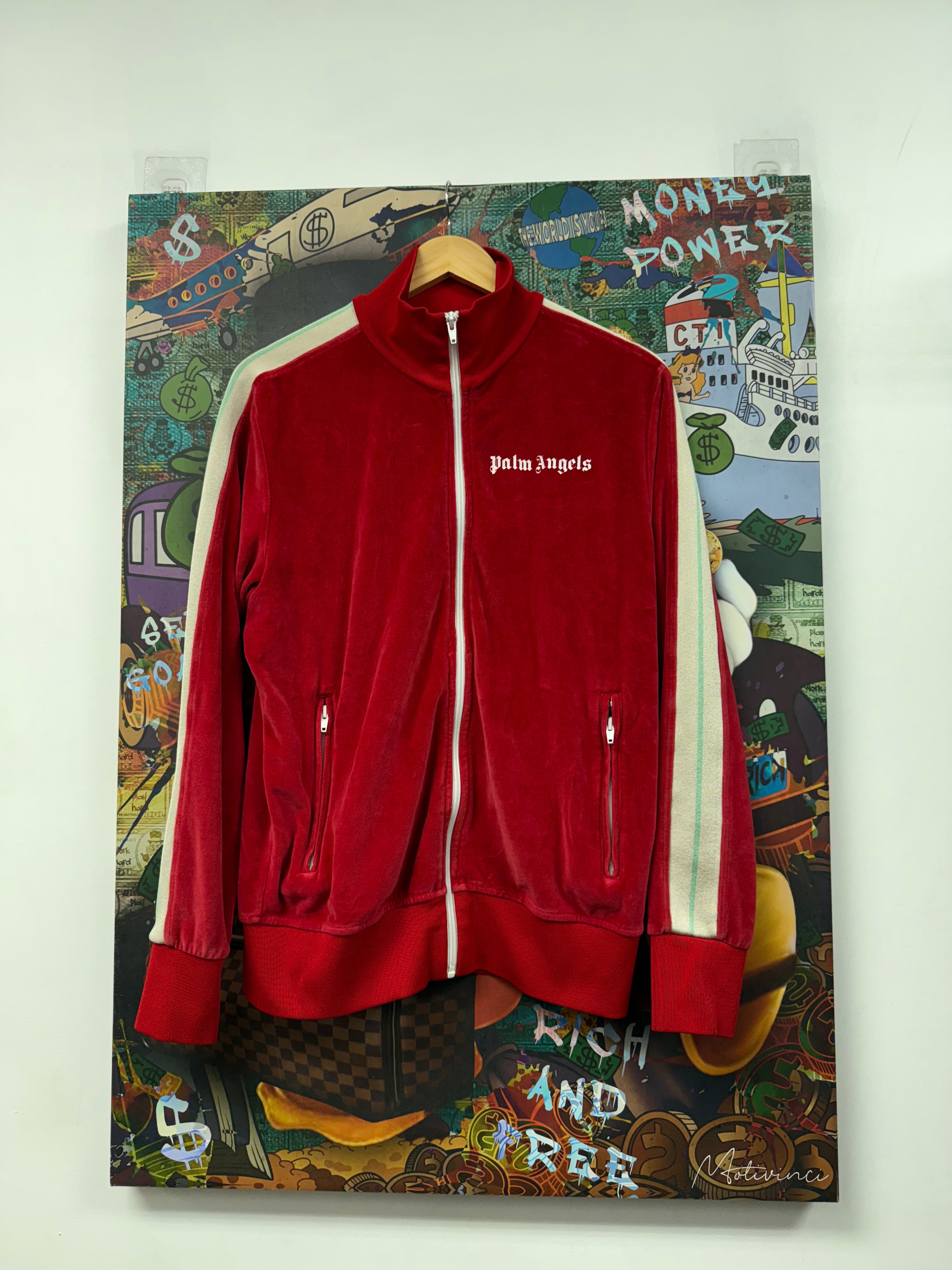 Palm Angels Velour Red Tan Hoodie