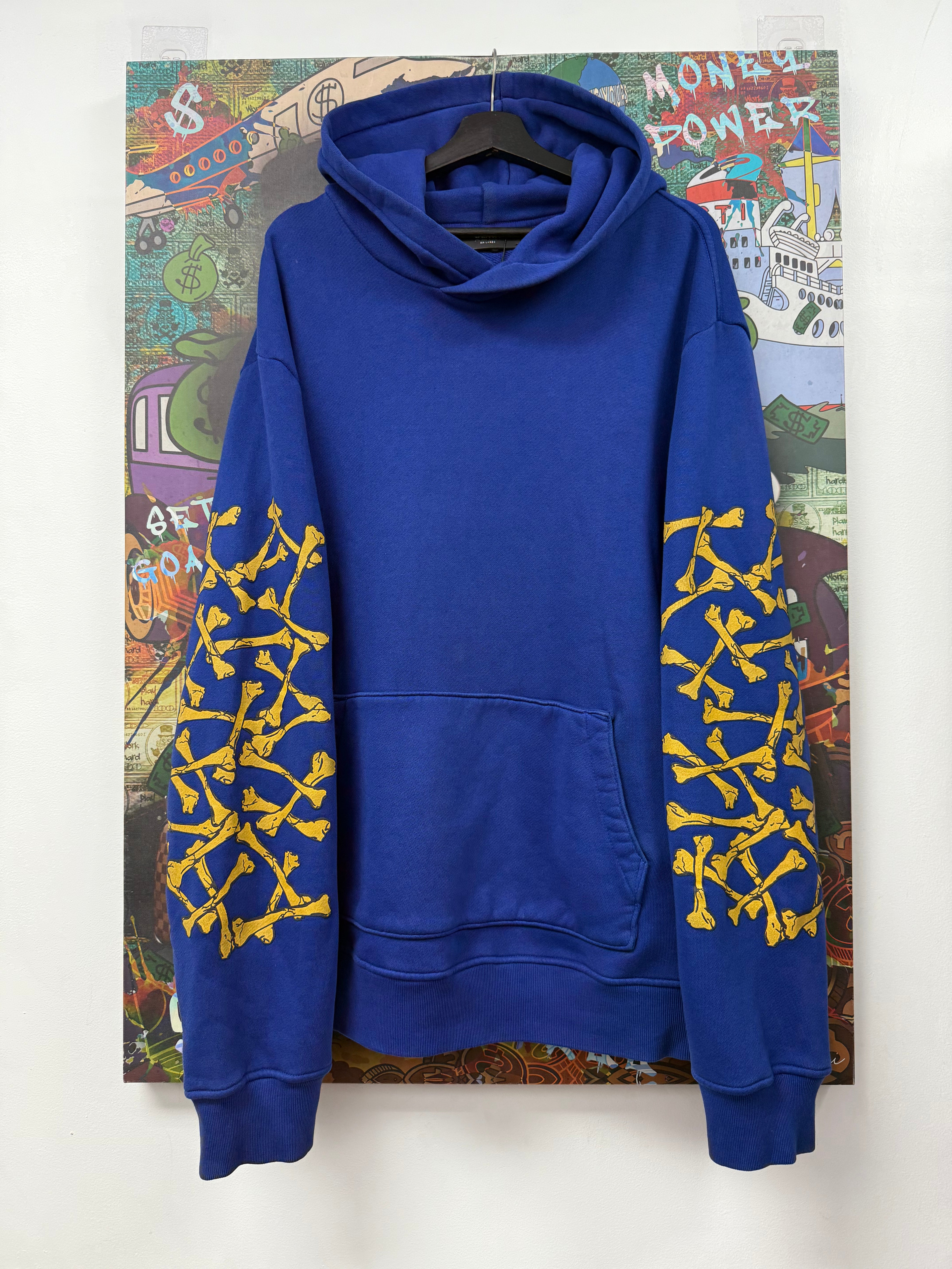 Amiri Blue Yellow Bones Hoodie